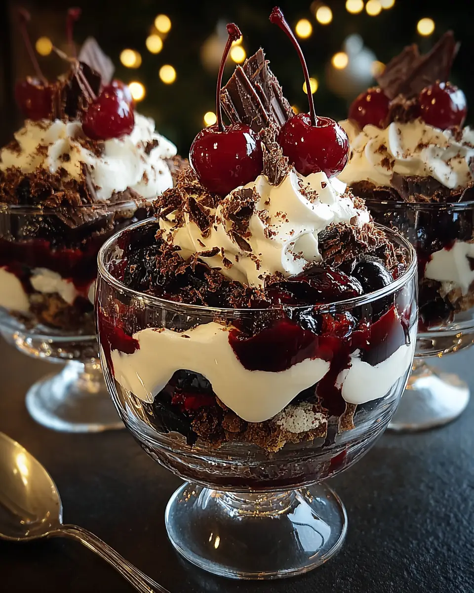 A delicious plate of BLACK FOREST TRIFLE FOR CHRISTMAS
