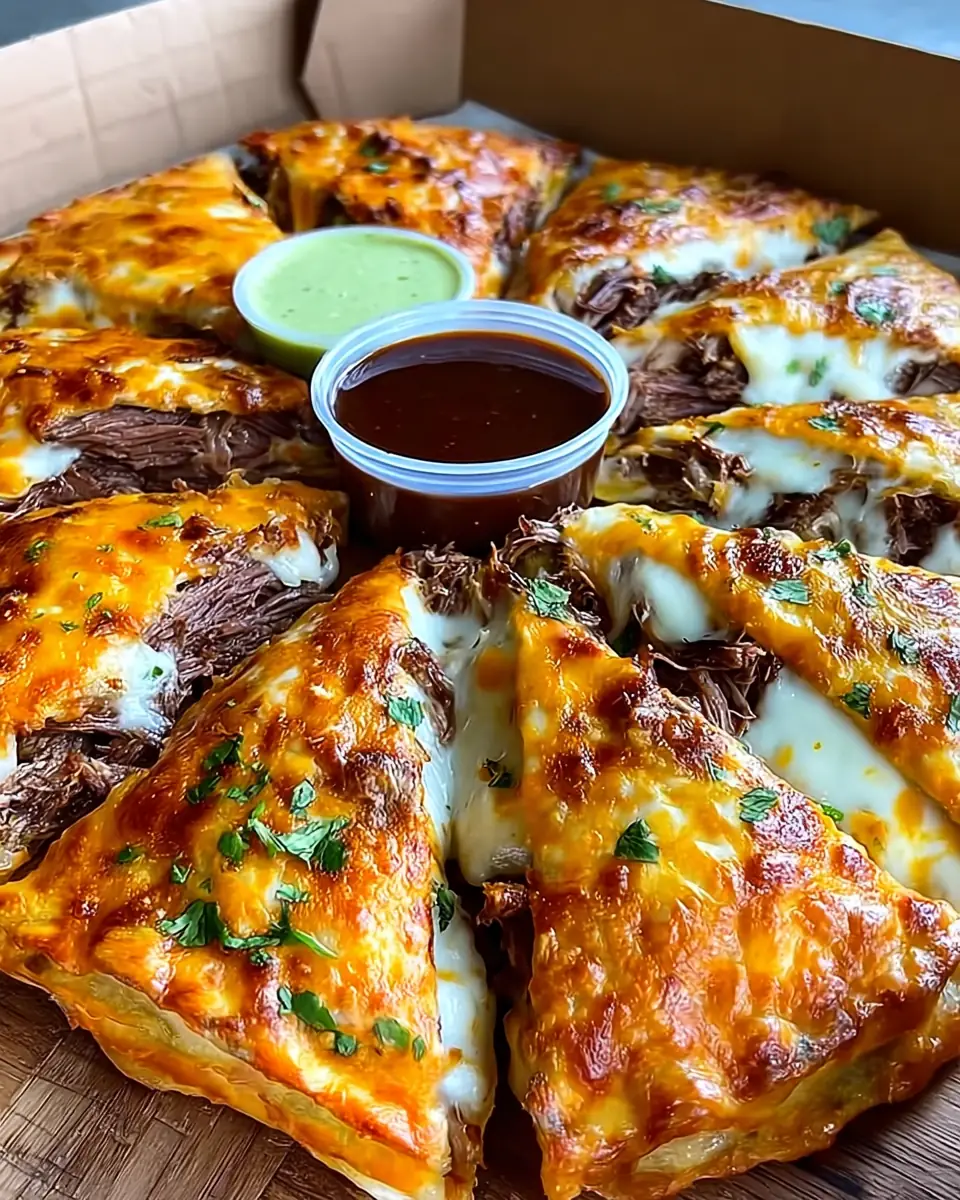 A delicious plate of Birria Pizza