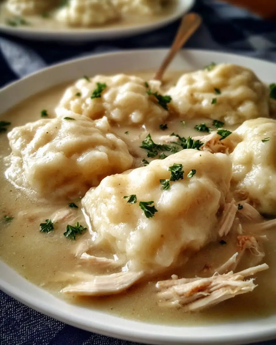 A delicious plate of Homestyle Chicken & Dumplings (Cracker Barrel-Inspired)