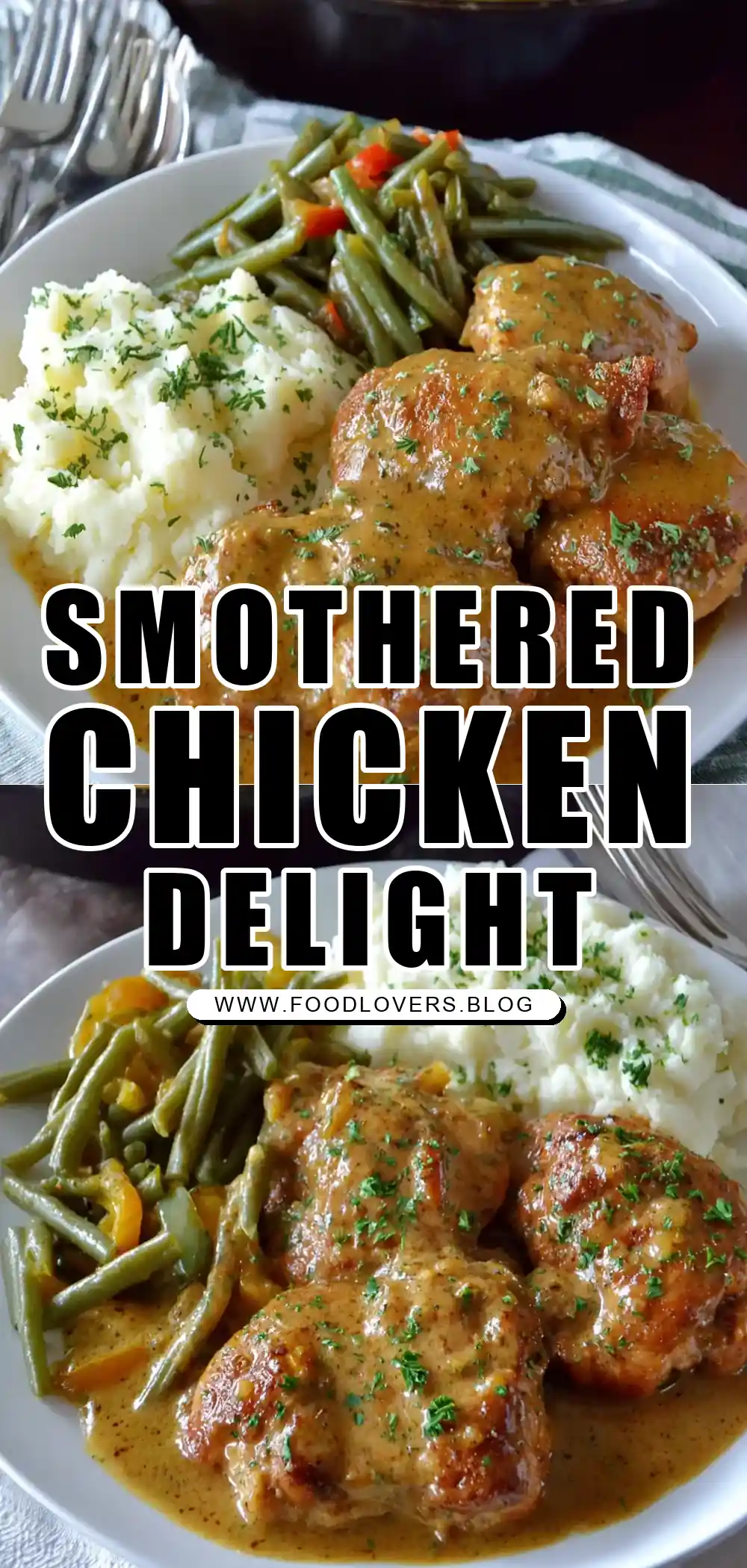 Smothered Chicken with Peppers & Onion Gravy