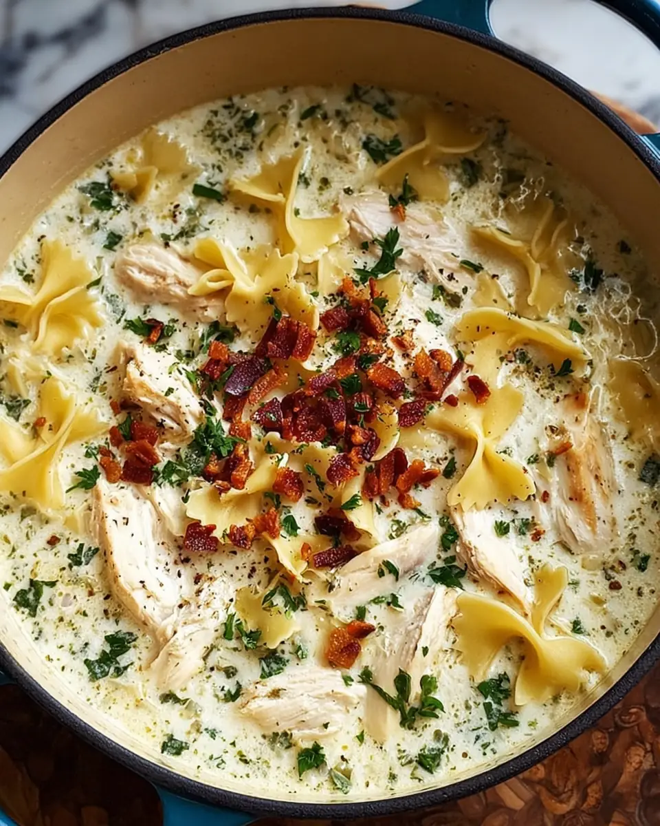 A delicious plate of White Chicken Lasagna Soup