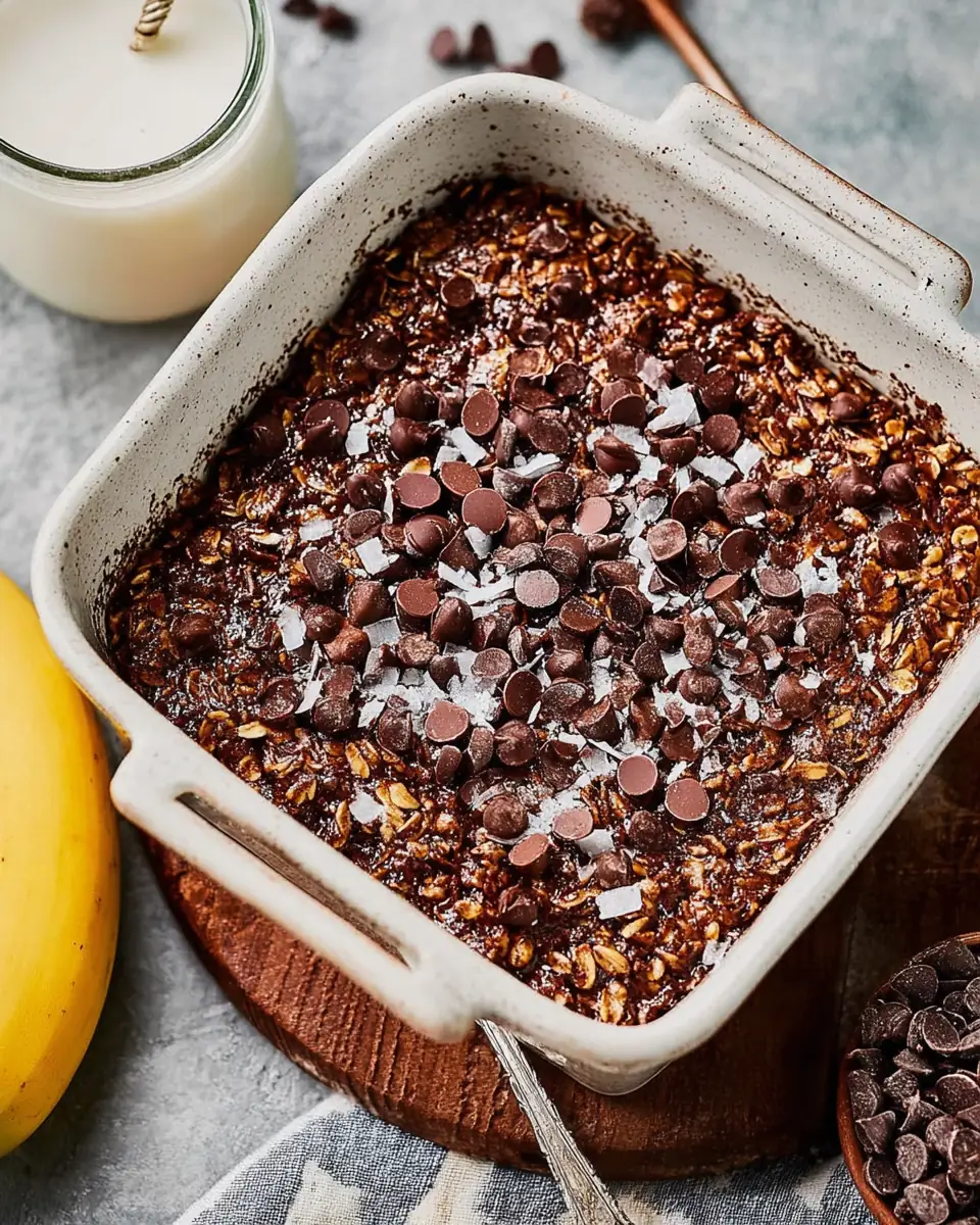 A delicious plate of Chocolate Banana Baked Oatmeal
