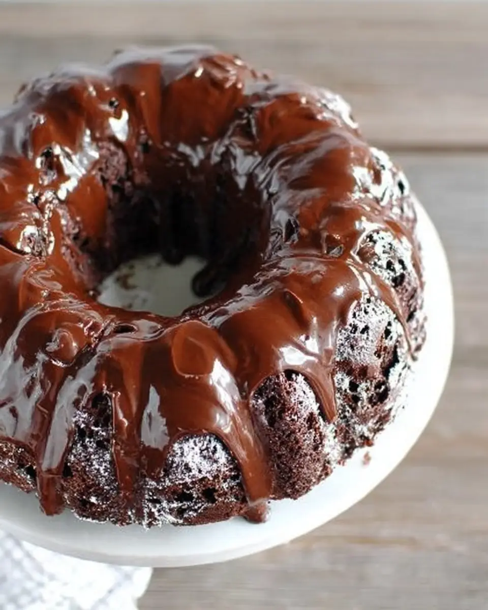 A delicious plate of Chocolate Sour Cream Bundt Cake