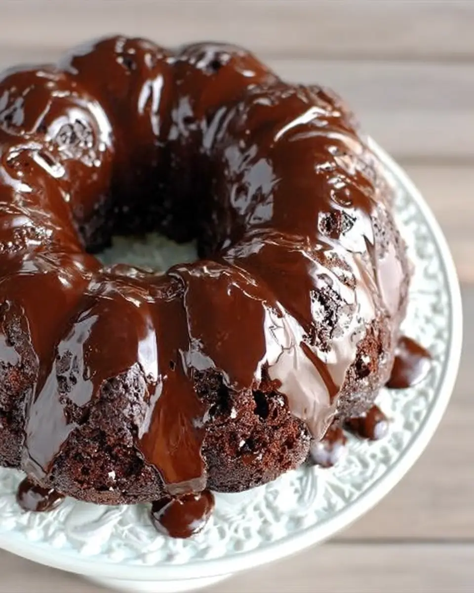 A delicious plate of Chocolate Sour Cream Bundt Cake