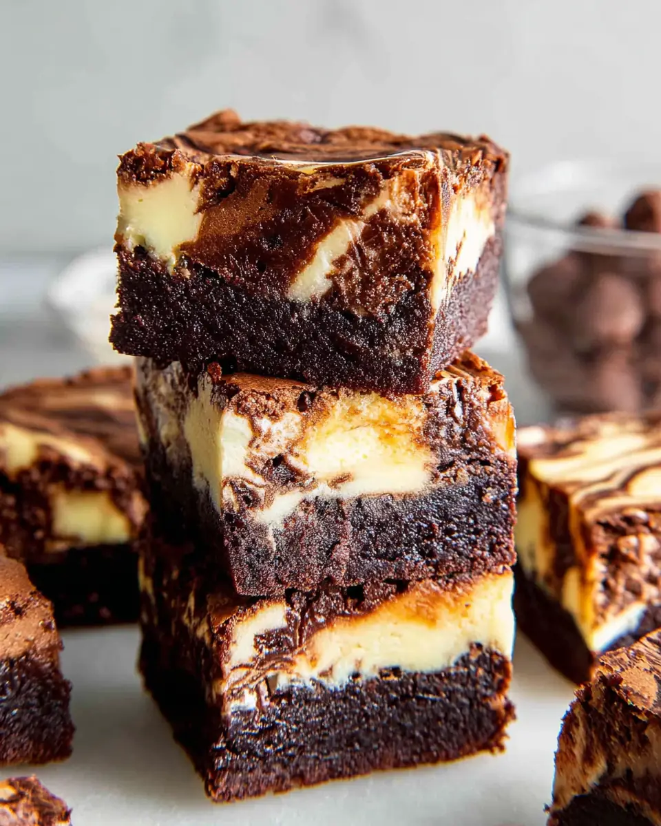 A delicious plate of Cream Cheese Brownies