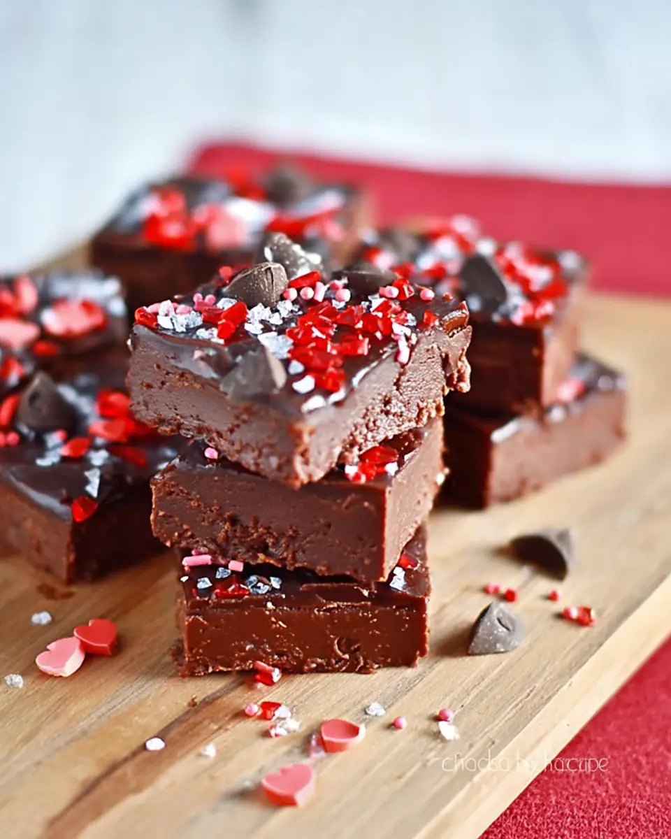 A delicious plate of Red Hot Dark Chocolate Fudge