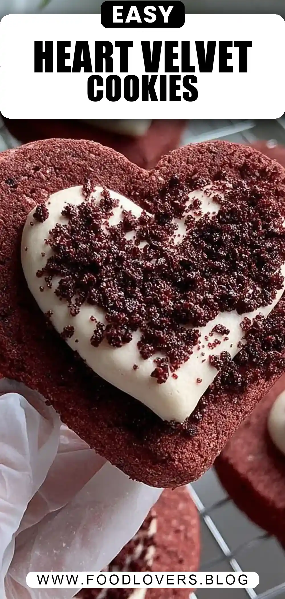 Heart Shaped Red Velvet Frosted Cookies