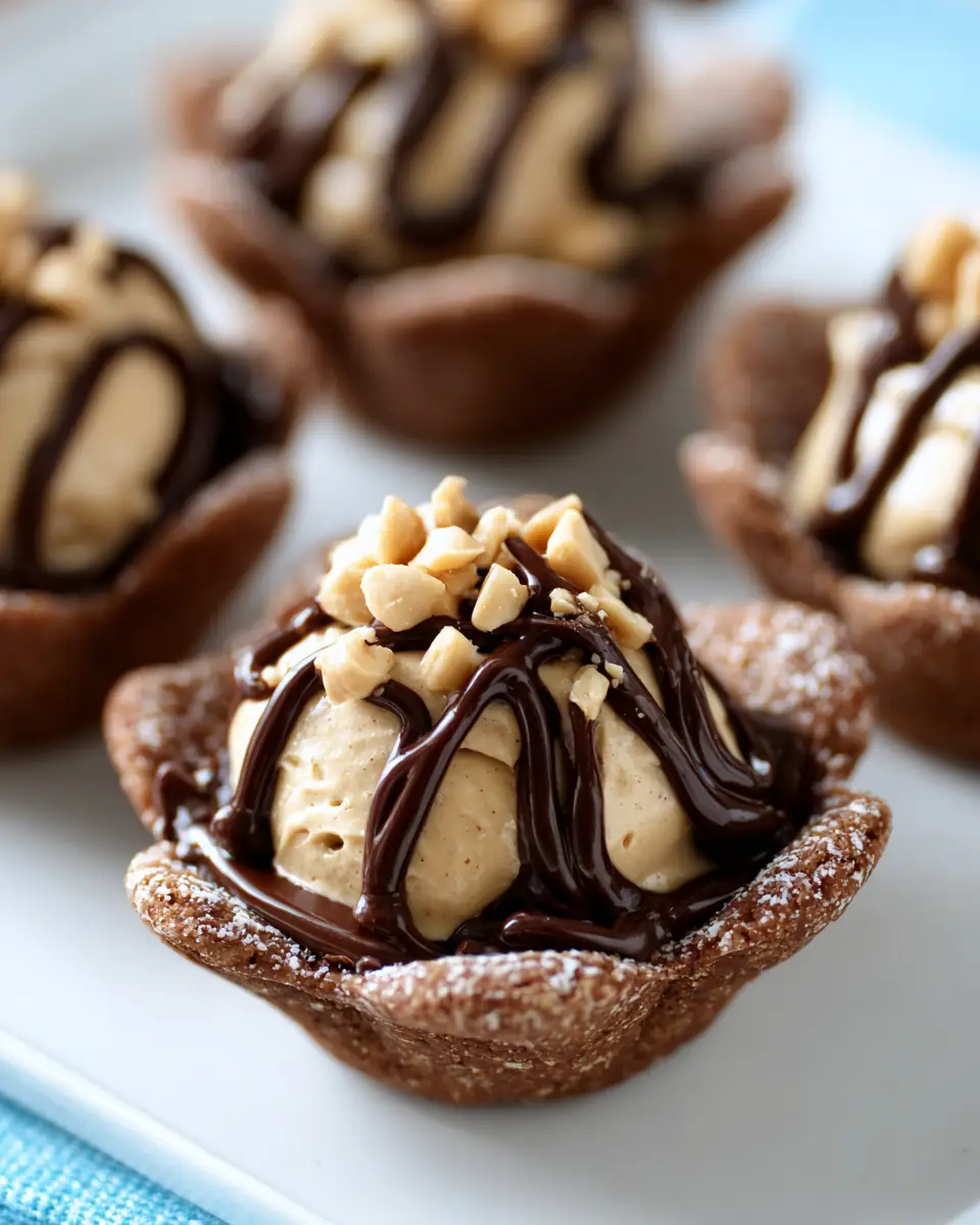A delicious plate of Mini Peanut Butter Pies