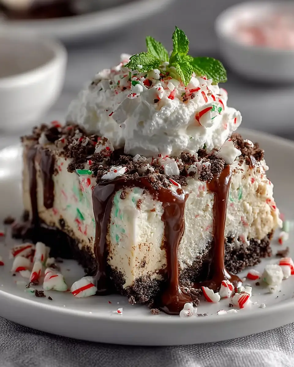 A delicious plate of No-bake Peppermint Cheesecake