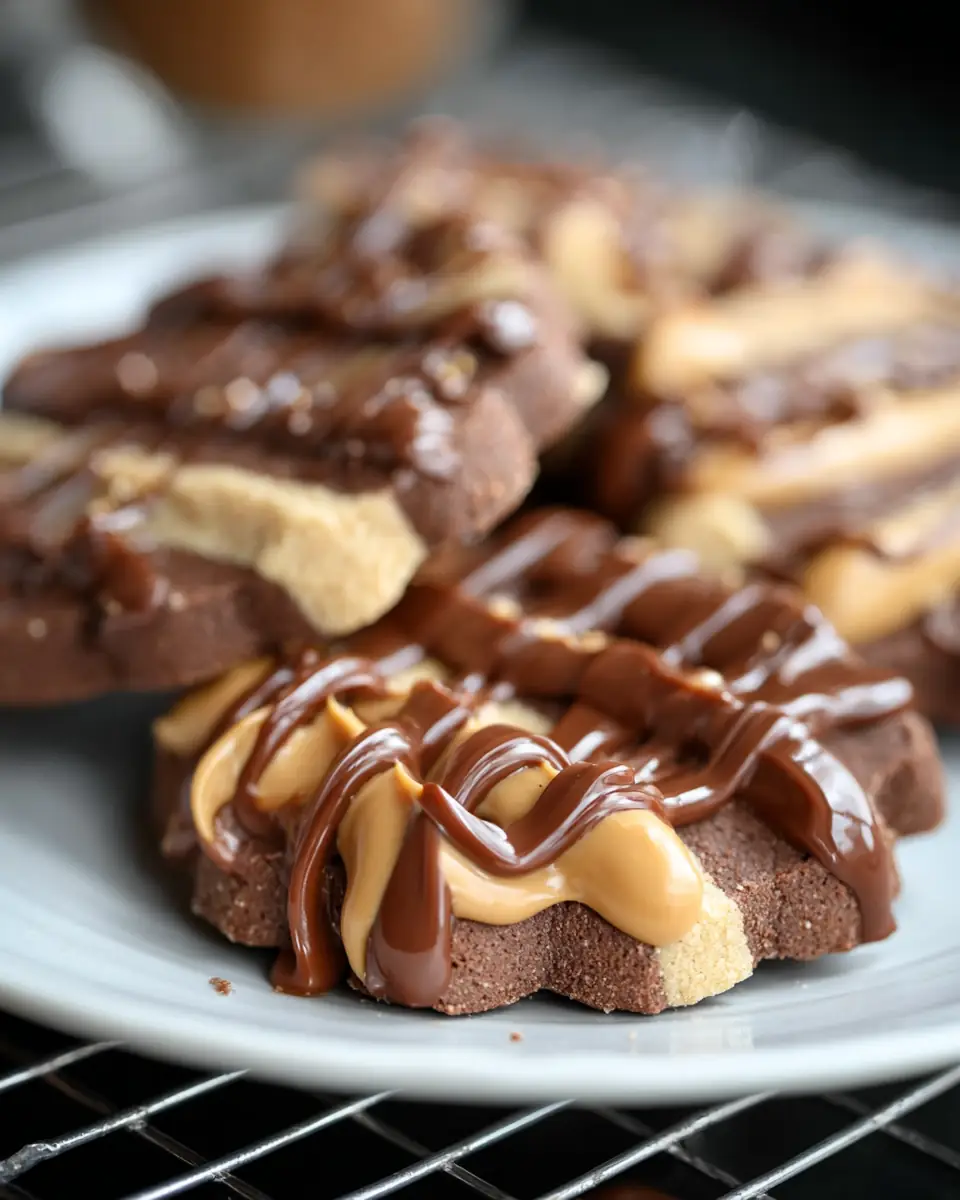 A delicious plate of Peanut Butter Chocolate Shortbread Cookies