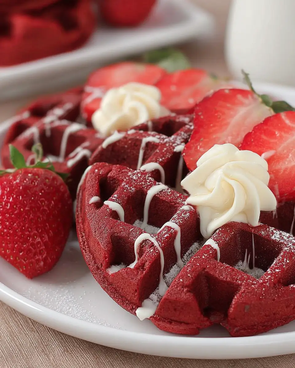 A delicious plate of Red Velvet Waffles