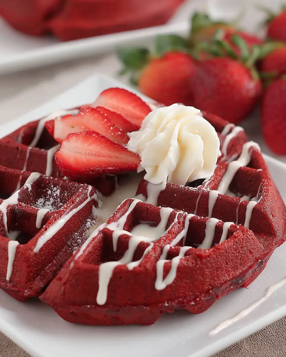 A delicious plate of Red Velvet Waffles