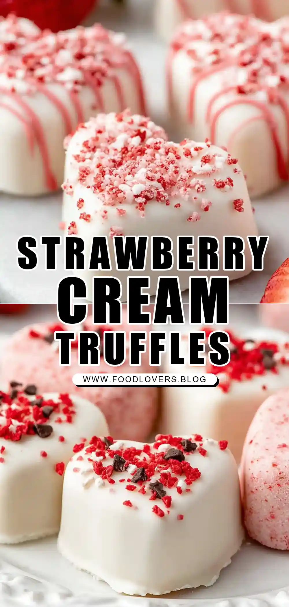 Strawberries and Cream Truffle Hearts