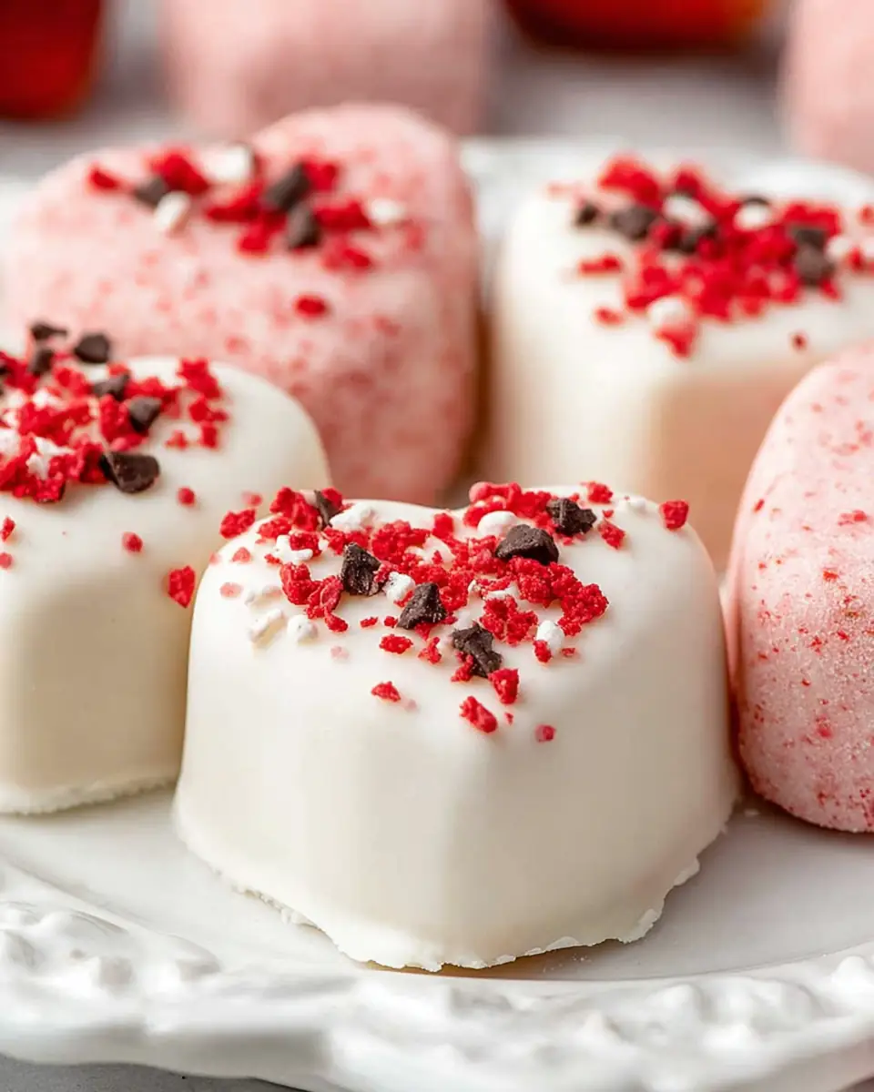 A delicious plate of Strawberries and Cream Truffle Hearts