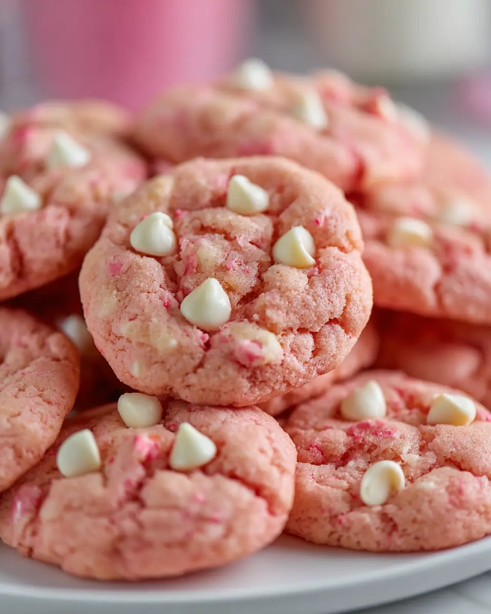 A delicious plate of Strawberry Cake Mix Cookies