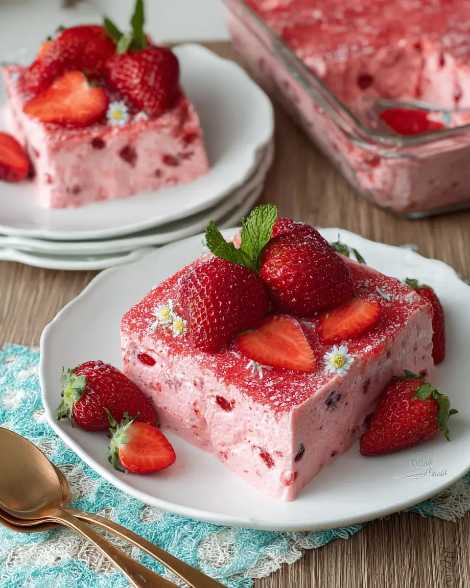 A delicious plate of Strawberry Jello Salad