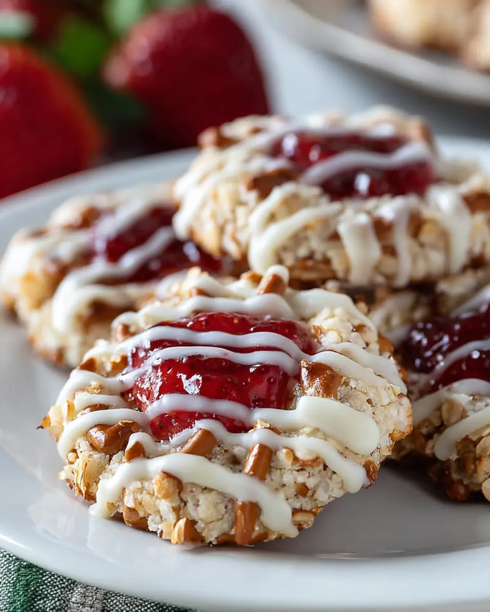 A delicious plate of Strawberry Pretzel Cookies