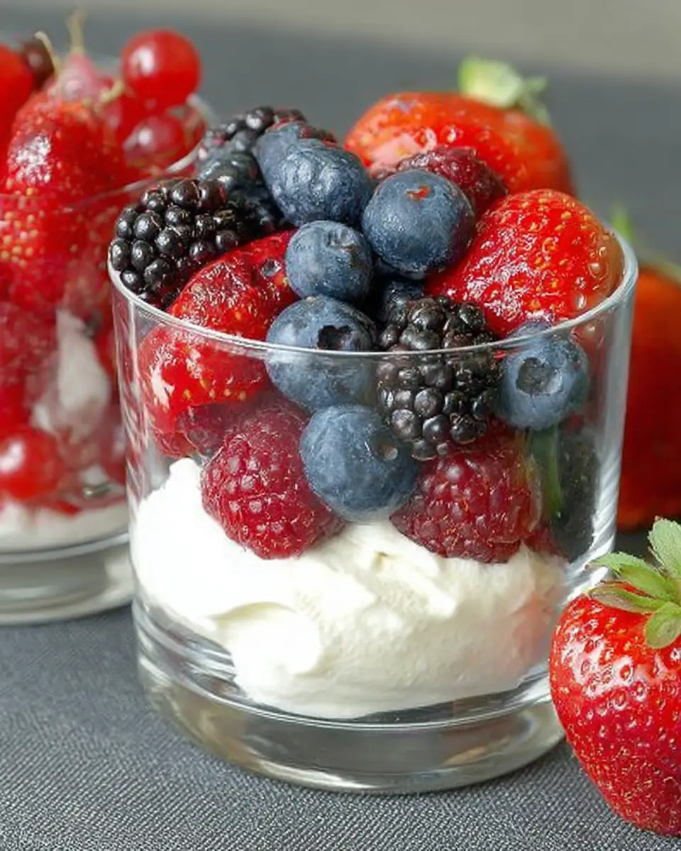 A delicious plate of Berries with Sweet Mascarpone Cream Recipe