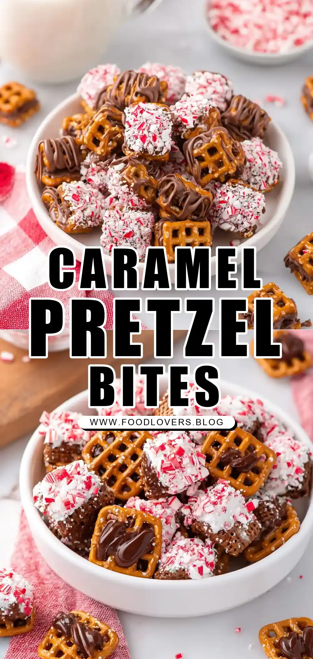 Christmas Caramel Pretzel Bites