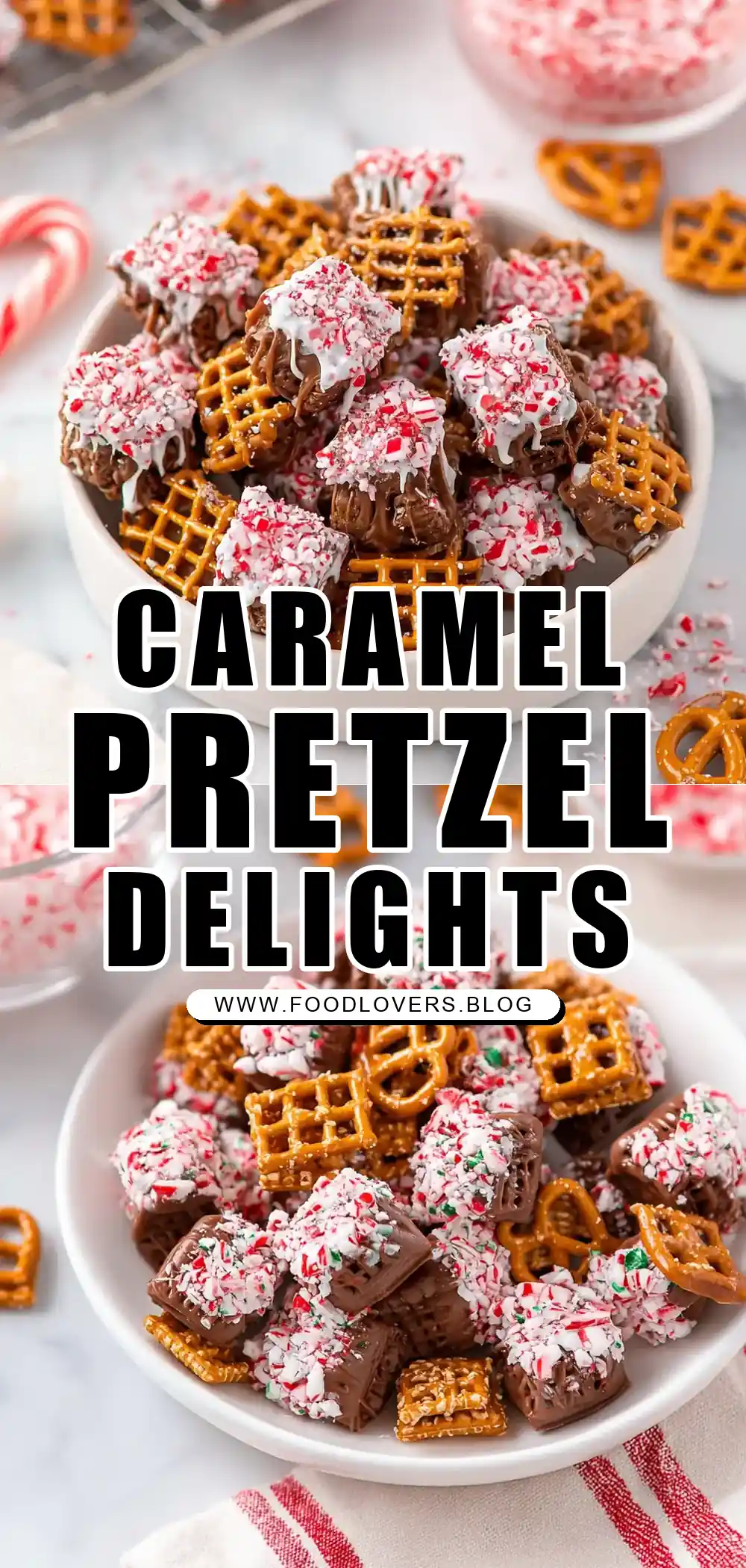 Christmas Caramel Pretzel Bites