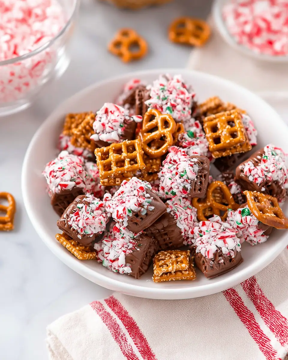 A delicious plate of Christmas Caramel Pretzel Bites