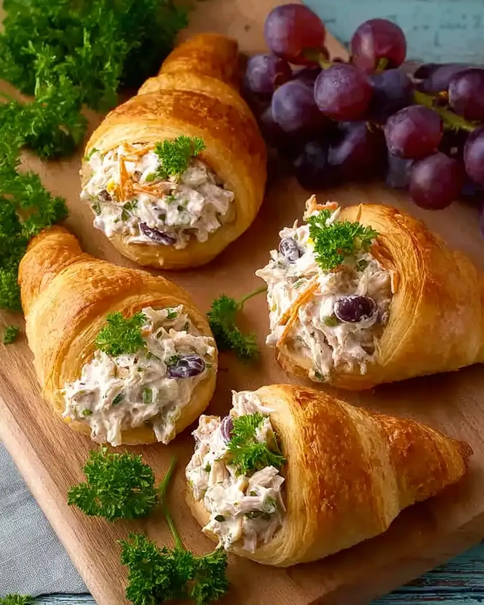 A delicious plate of Crispy Easter Chicken Salad Crescent Rolls