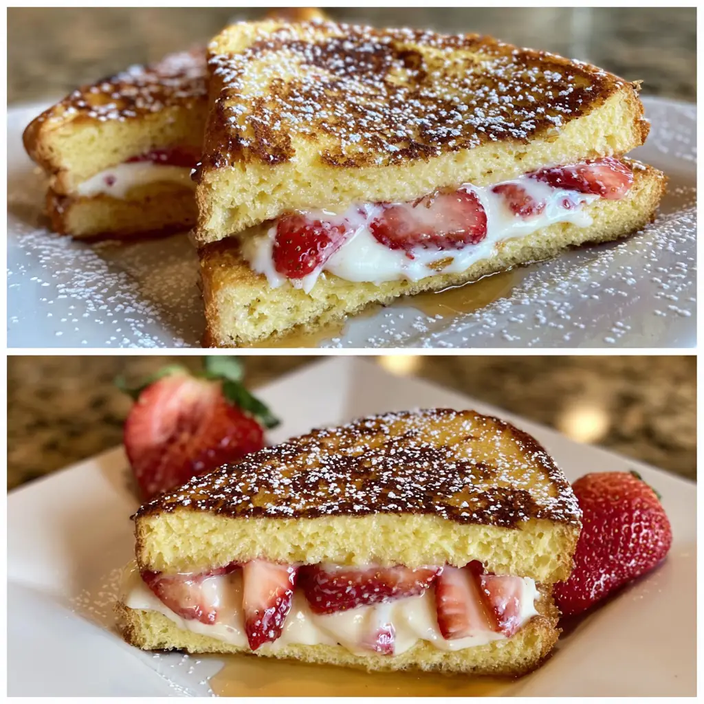 A delicious plate of DELICIOUS COPYCAT IHOP STUFFED FRENCH TOAST RECIPE