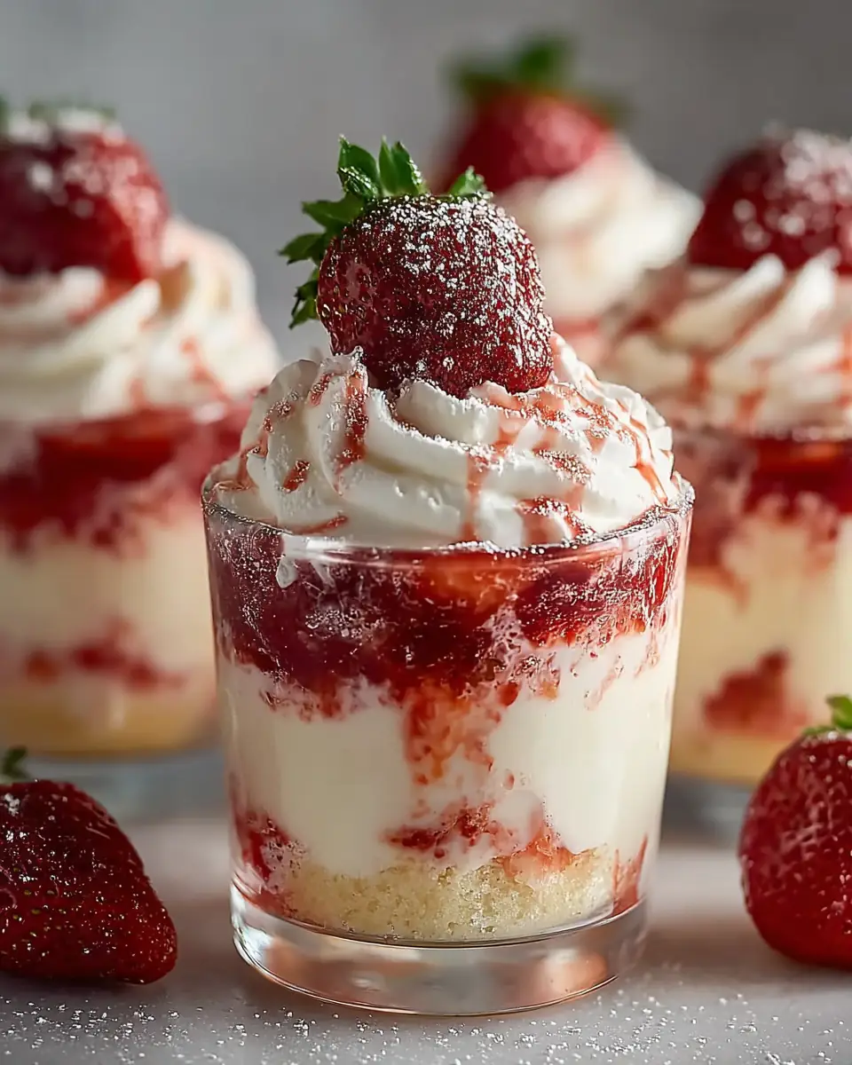 A delicious plate of Delicious Strawberry Shortcake Pudding Cups Recipe to Enjoy!
