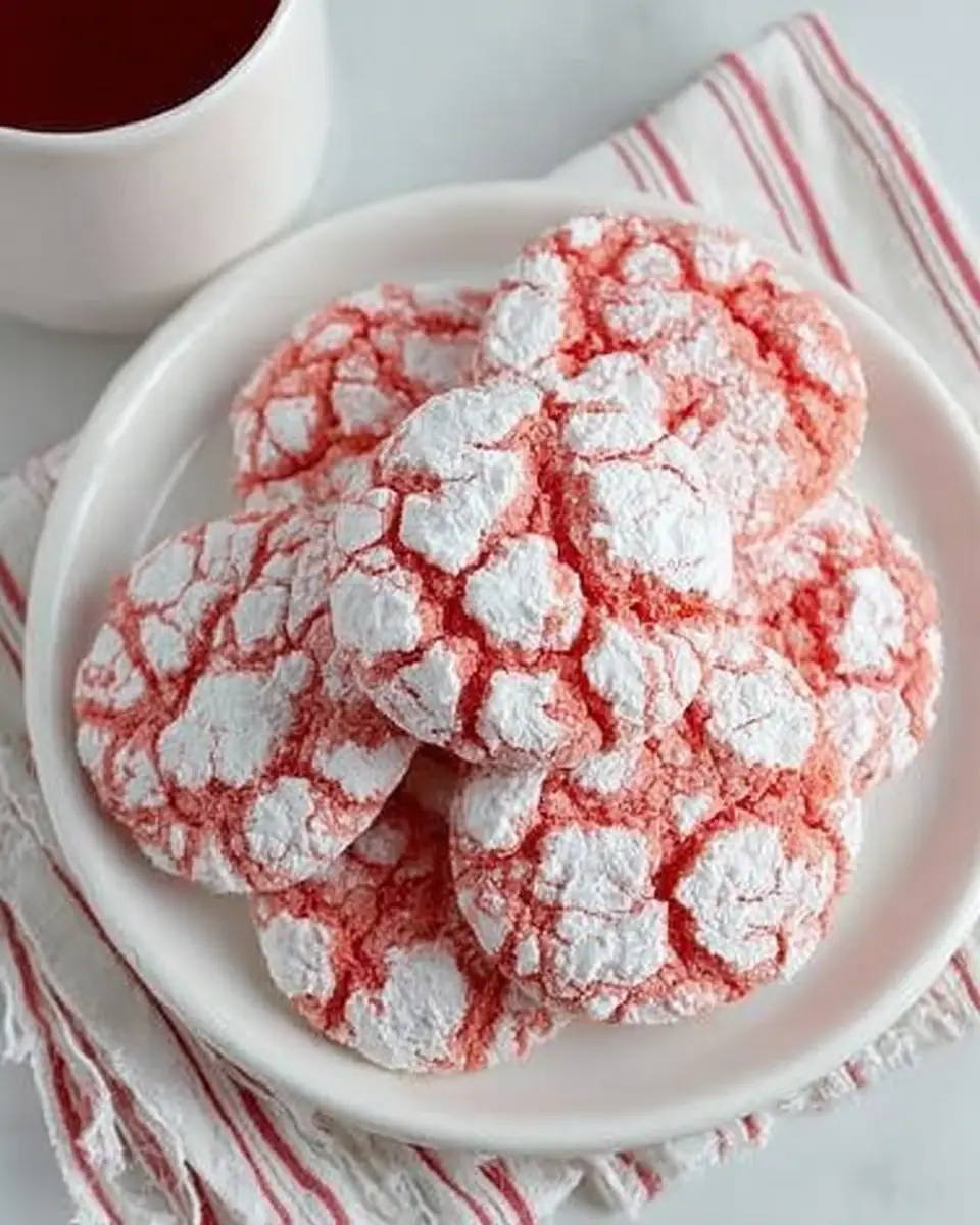 A delicious plate of Easy Strawberry Crinkle Cookies with Cake Mix