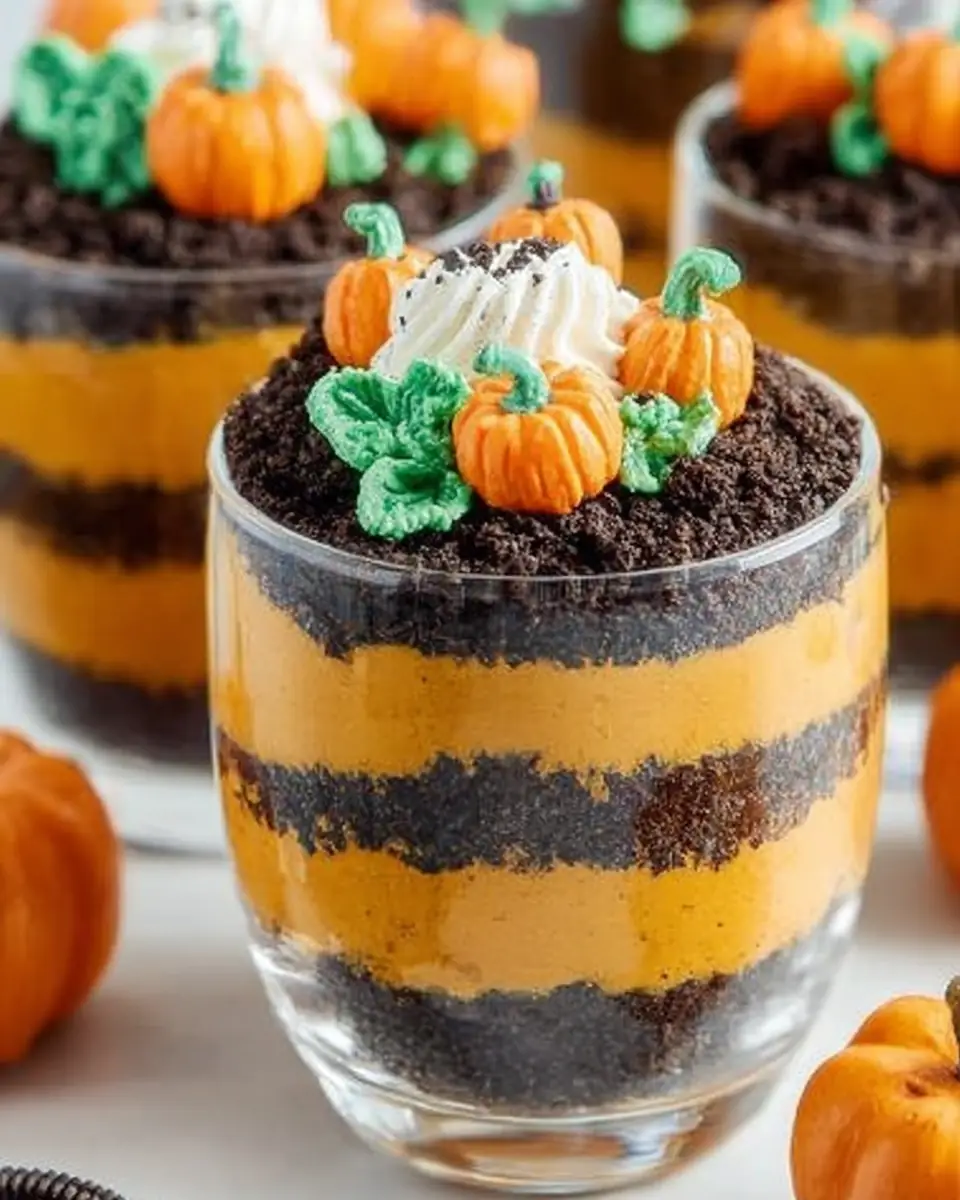 A delicious plate of Pumpkin Patch Pudding Cups Recipe