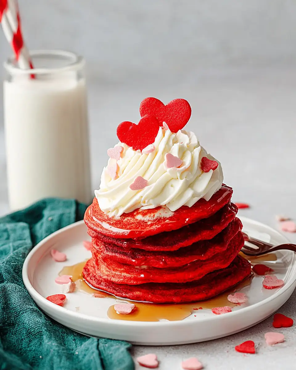 A delicious plate of Red Velvet Pancakes