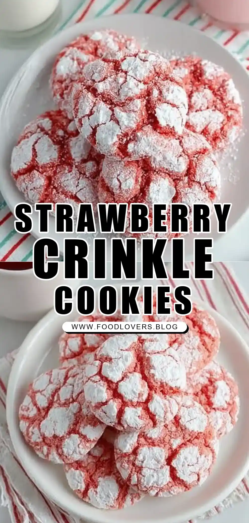 Easy Strawberry Crinkle Cookies with Cake Mix