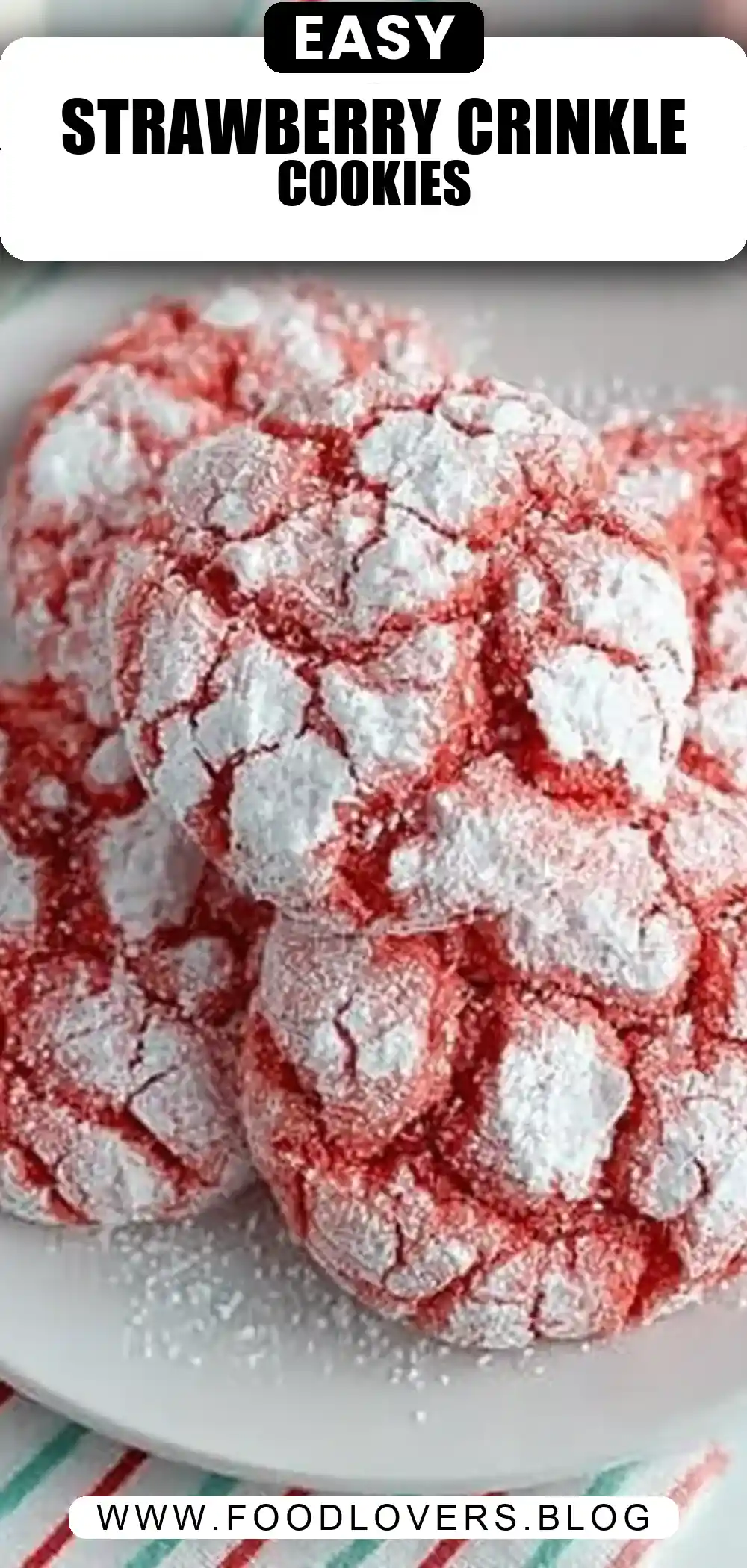 Easy Strawberry Crinkle Cookies with Cake Mix