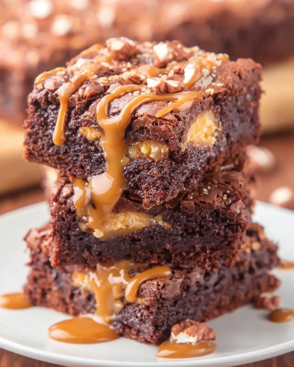A delicious plate of Snickers Brownies